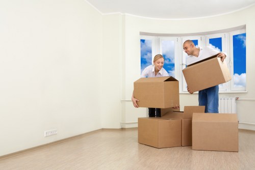 Packaged household items ready for removal service in Maida Vale